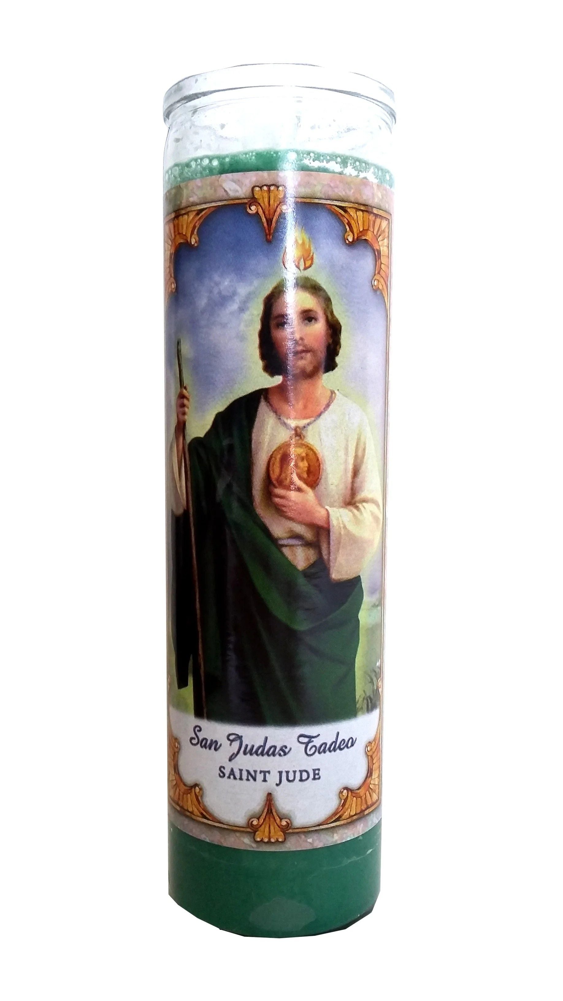 VELADORA CANDLE SAN JUDAS VERDE